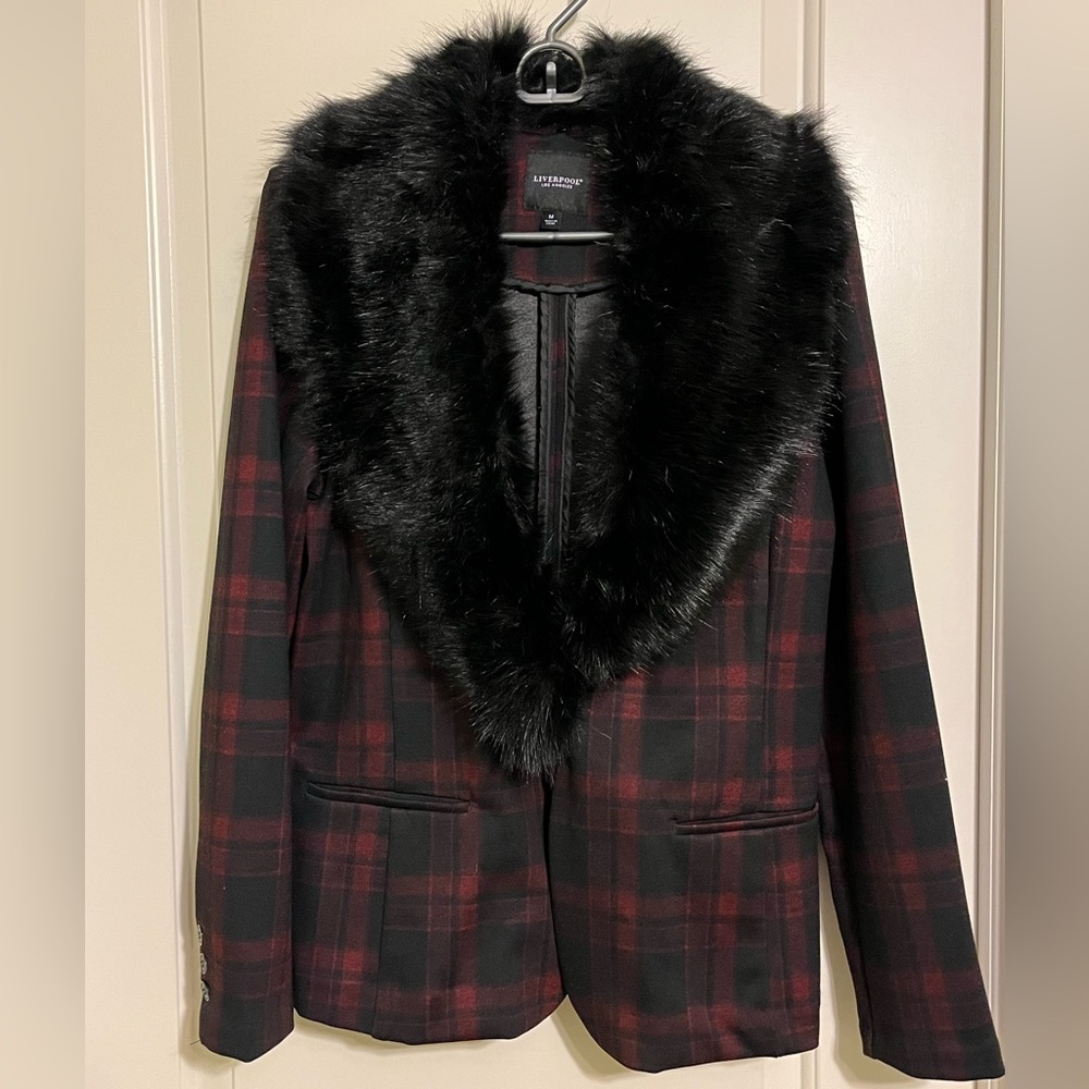Liverpool removable faux fur collar blazer